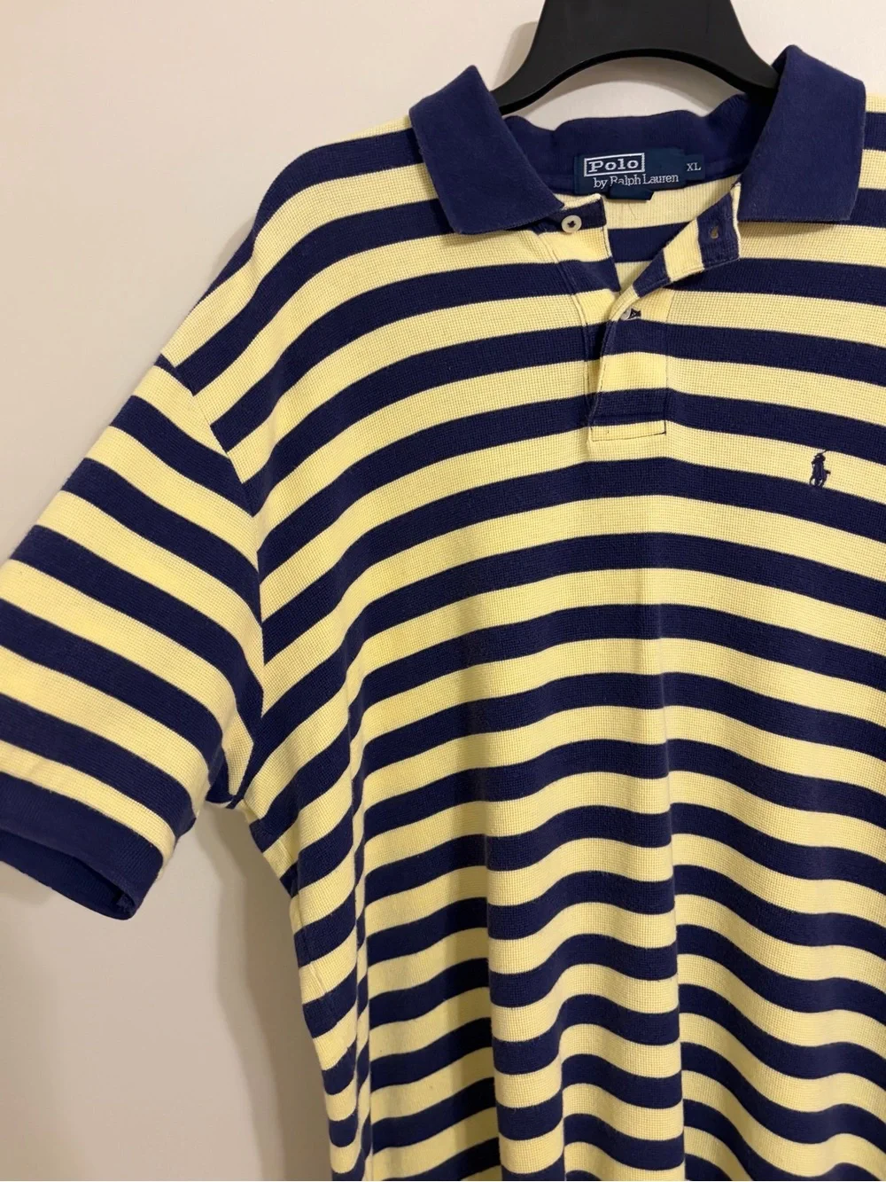 Polo by Ralph Lauren | Men's Navy and Yellow Striped Polo Shirt size XL